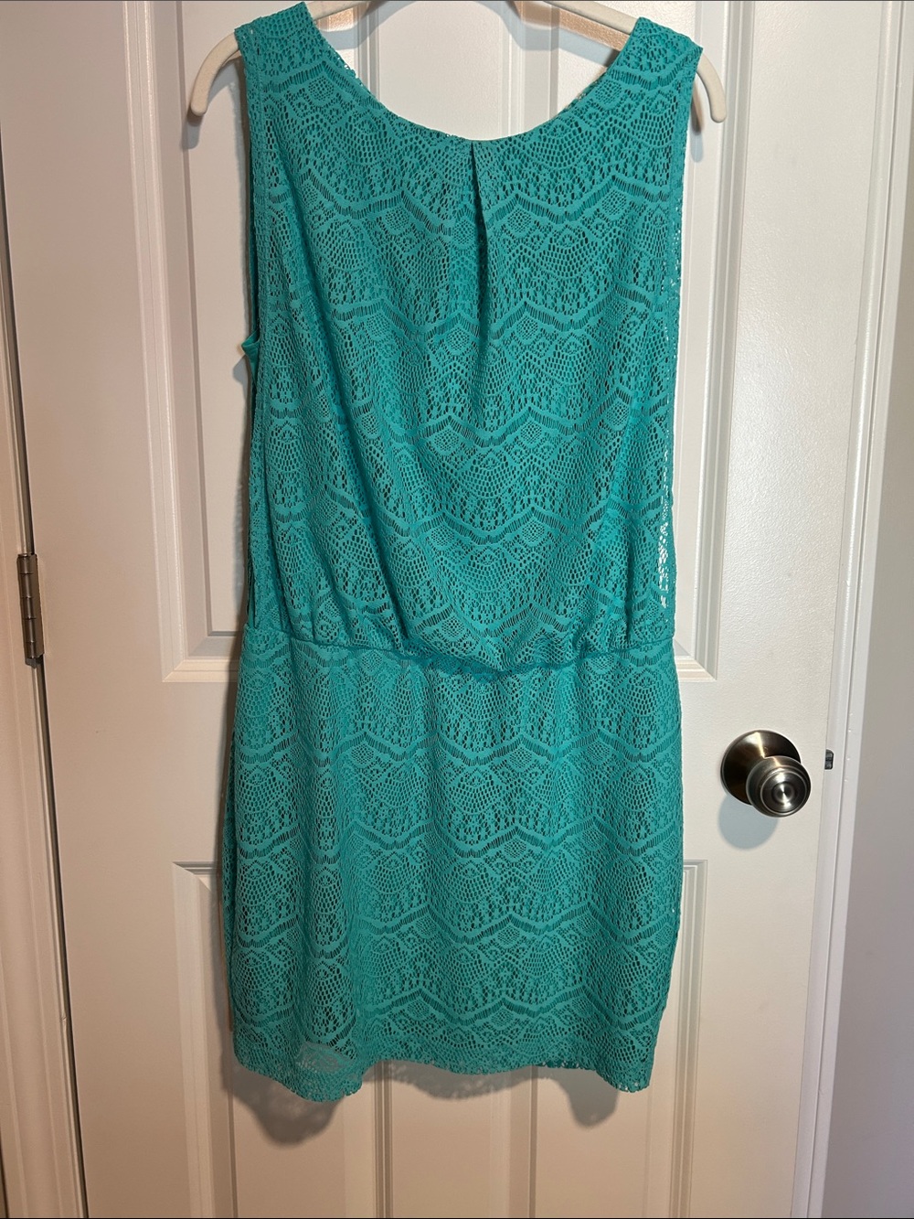 Bisou Bisou Sleeveless Teal Lace Blouson Bodice Dress Women's Size 8